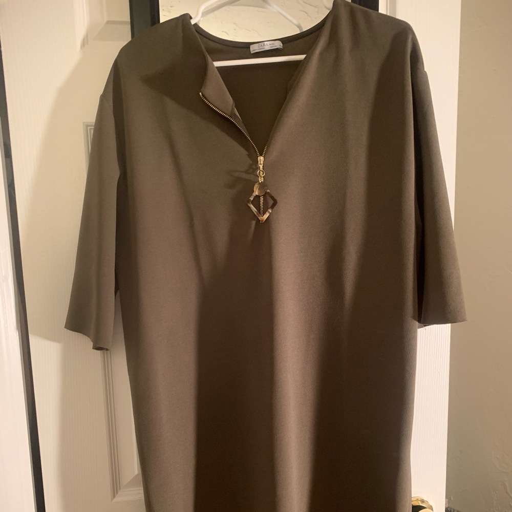 Army Green Zara Shift Dress